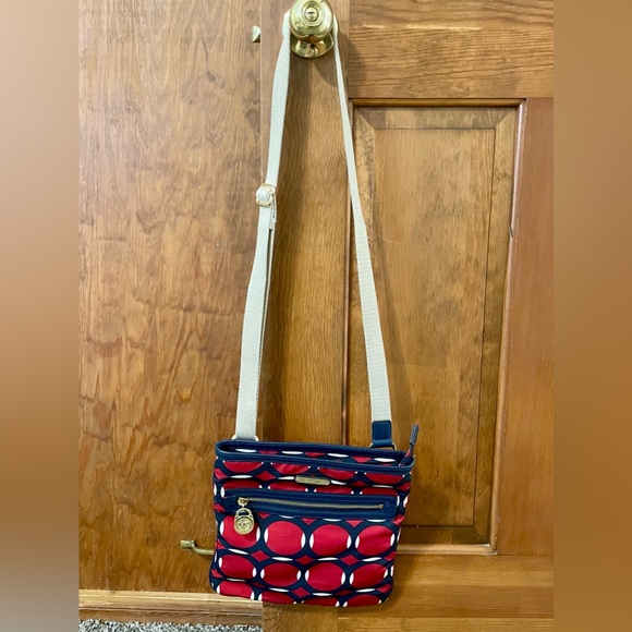 Michael Kors Red and Navy Blue Vinyl Crossbody - Picture 11 of 11